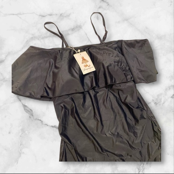 Jinyong Black Maternity one piece swimsuit Small NWT - Picture 7 of 12